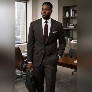 Vintage Austin Reed London Men’s Prom Brown Windowpane 2 Piece Suit 44R USA Made